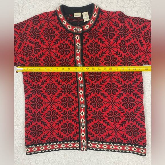 L.L. Bean Women's Fair Isle Cardigan Nordic Sweater Cardigan Medium - Picture 7 of 8